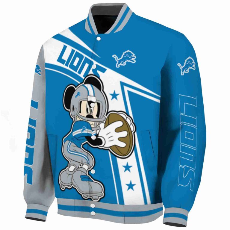 customized detroit lions mickey football blue white jacket best selling
