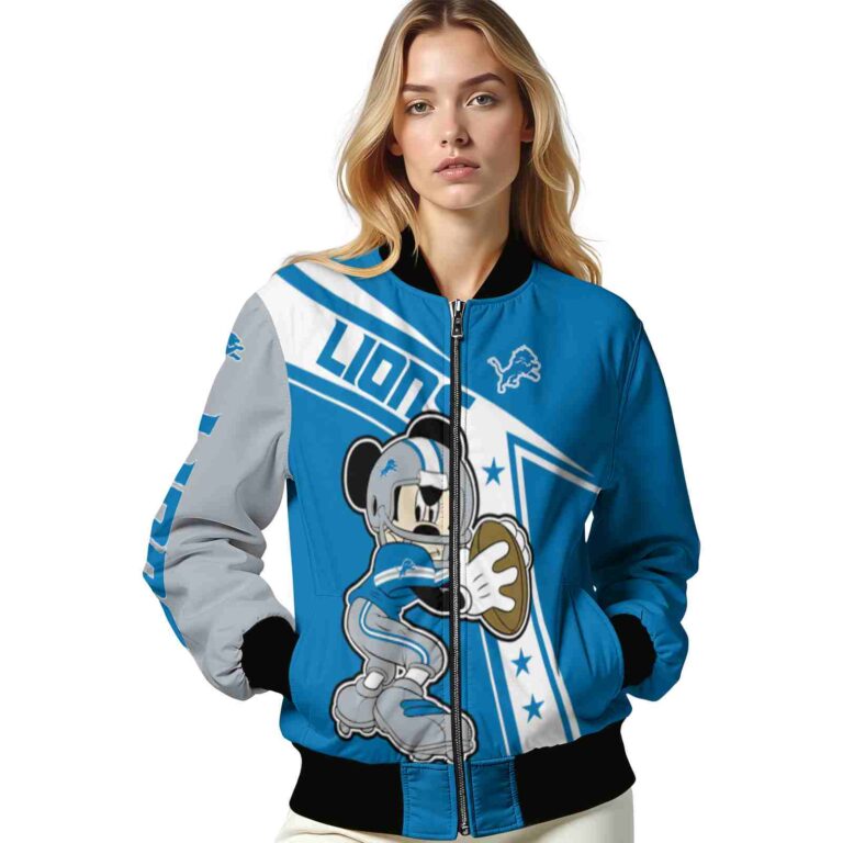 customized detroit lions mickey football blue white jacket latest model
