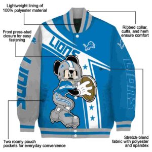 customized detroit lions mickey football blue white jacket new arrival