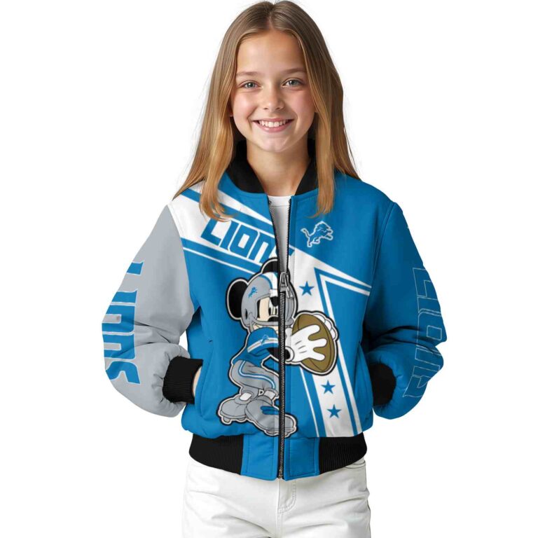 customized detroit lions mickey football blue white jacket top rated