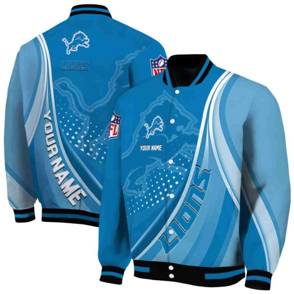 customized detroit lions wave patterns blue jacket fashion forward