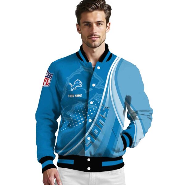 customized detroit lions wave patterns blue jacket high quality