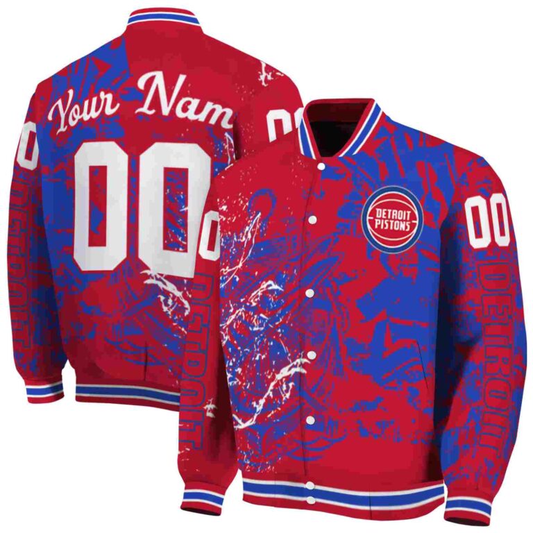 customized detroit pistons fishing art red jacket fashion forward