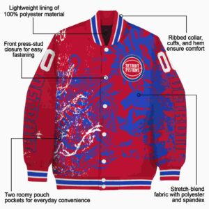 customized detroit pistons fishing art red jacket new arrival