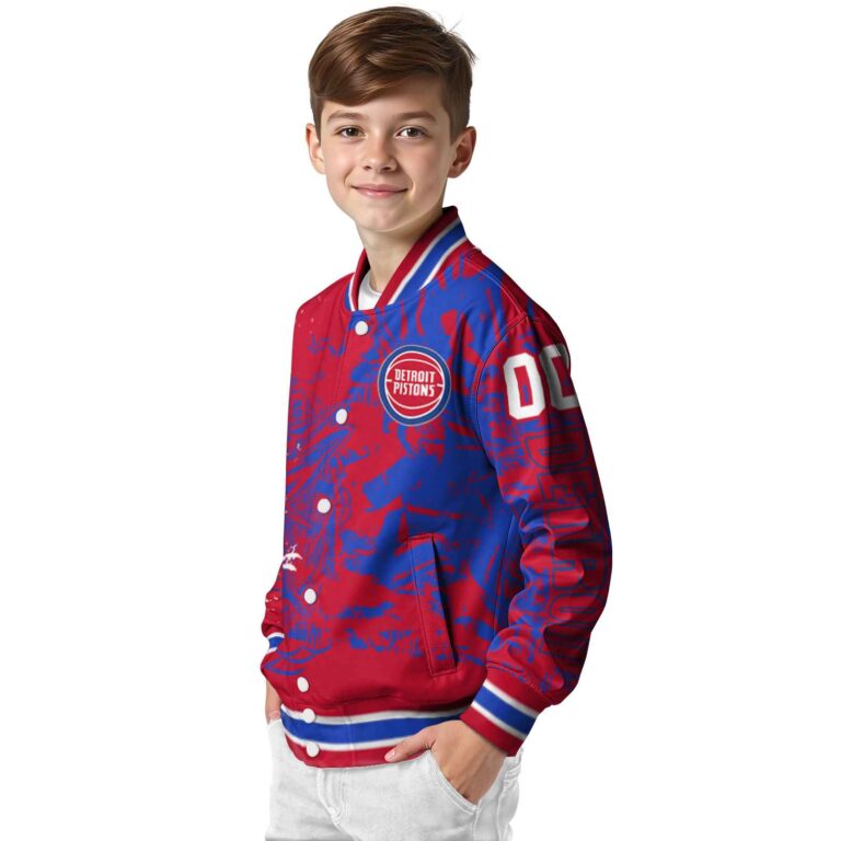 customized detroit pistons fishing art red jacket trendy