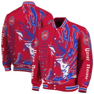 customized detroit pistons fishing passion red white jacket fashion forward