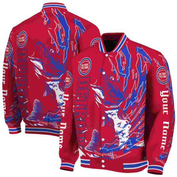 customized detroit pistons fishing passion red white jacket fashion forward