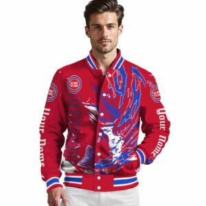 customized detroit pistons fishing passion red white jacket high quality