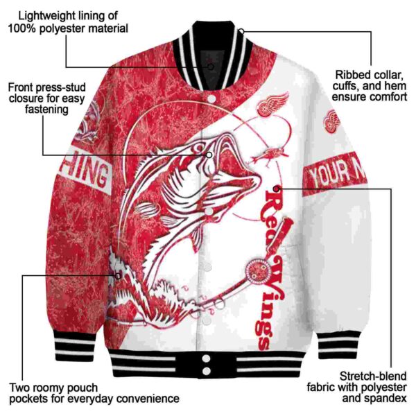 customized detroit red wings fishing rod white jacket new arrival