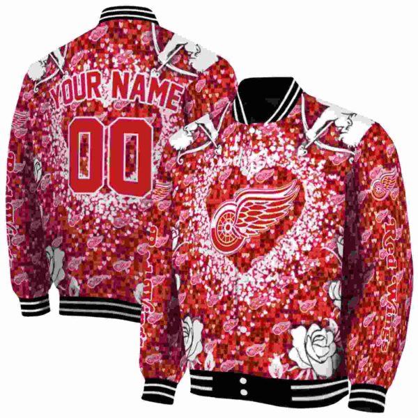 customized detroit red wings heart explosion red jacket fashion forward