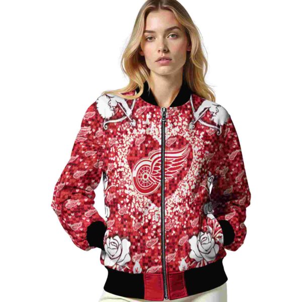 customized detroit red wings heart explosion red jacket latest model