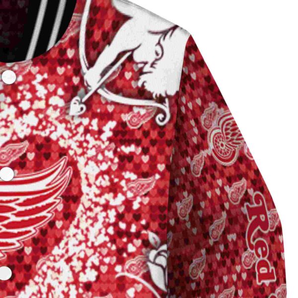 customized detroit red wings heart explosion red jacket premium grade