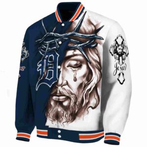customized detroit tigers jesus tears navy white jacket best selling
