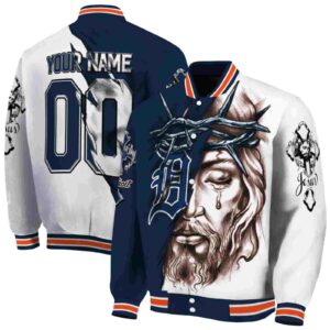 customized detroit tigers jesus tears navy white jacket fashion forward