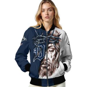 customized detroit tigers jesus tears navy white jacket latest model