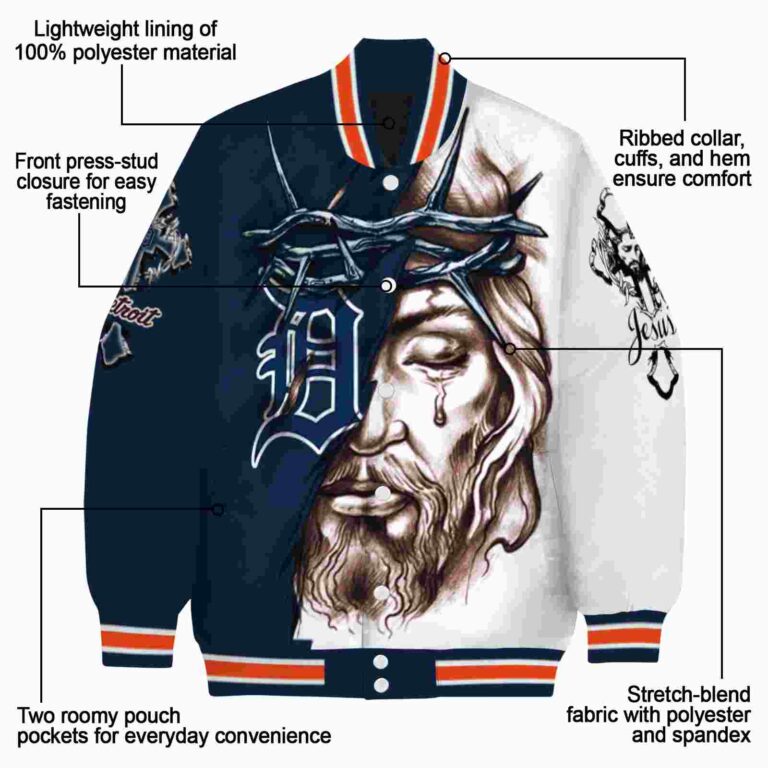 customized detroit tigers jesus tears navy white jacket new arrival