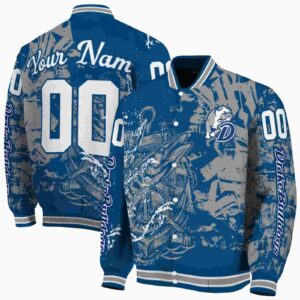customized drake bulldogs fishing art blue jacket fashion forward