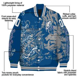 customized drake bulldogs fishing art blue jacket new arrival