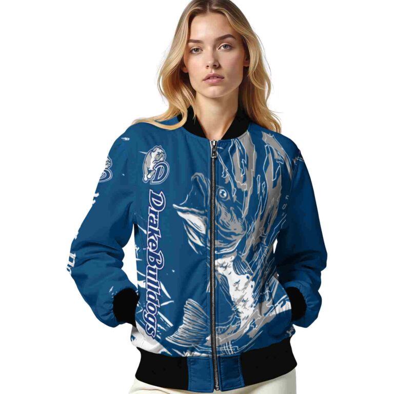 customized drake bulldogs fishing passion blue white jacket latest model