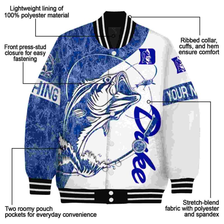 customized duke blue devils fishing rod white jacket new arrival