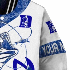customized duke blue devils fishing rod white jacket premium grade