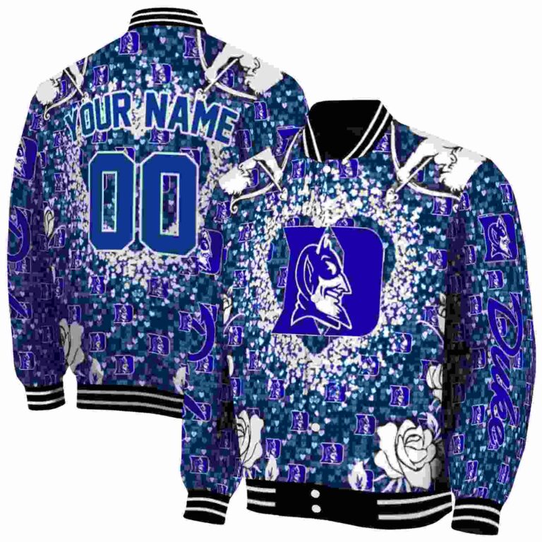 customized duke blue devils heart explosion blue jacket fashion forward