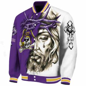 customized east carolina pirates jesus tears purple white jacket best selling