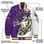 customized east carolina pirates jesus tears purple white jacket best selling