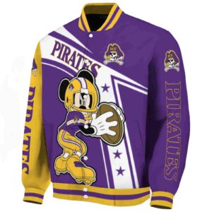 customized east carolina pirates mickey football purple white jacket best selling