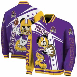 customized east carolina pirates mickey football purple white jacket fashion forward