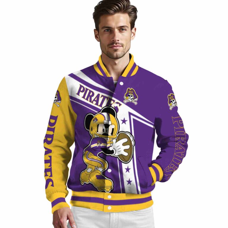 customized east carolina pirates mickey football purple white jacket high quality