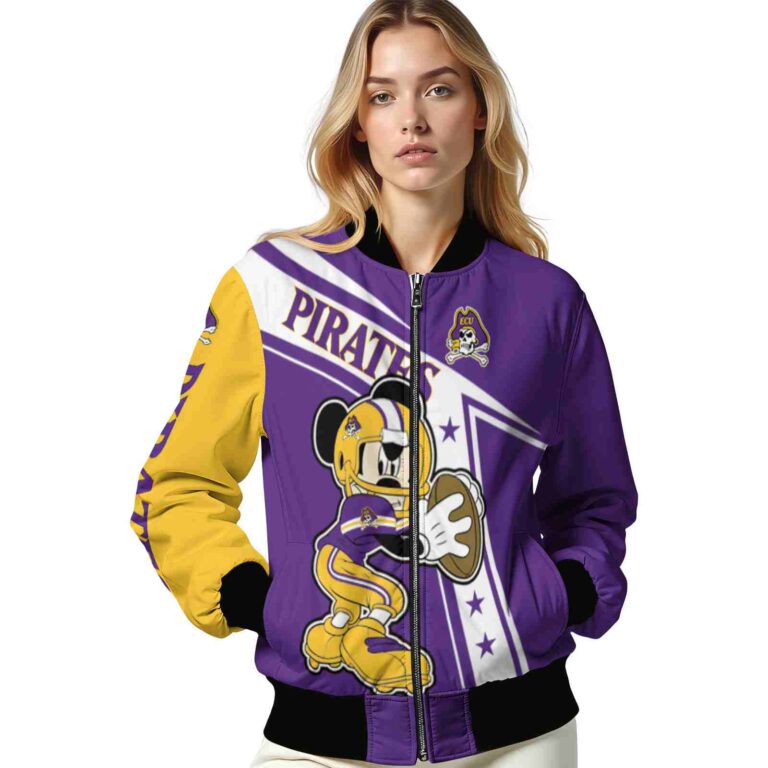 customized east carolina pirates mickey football purple white jacket latest model
