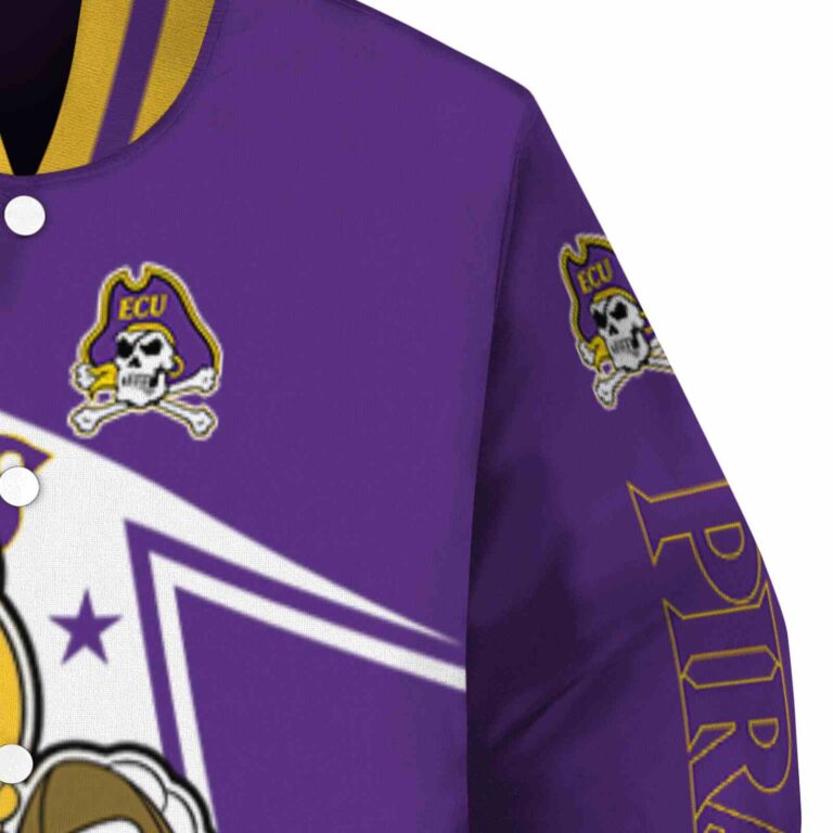customized east carolina pirates mickey football purple white jacket premium grade