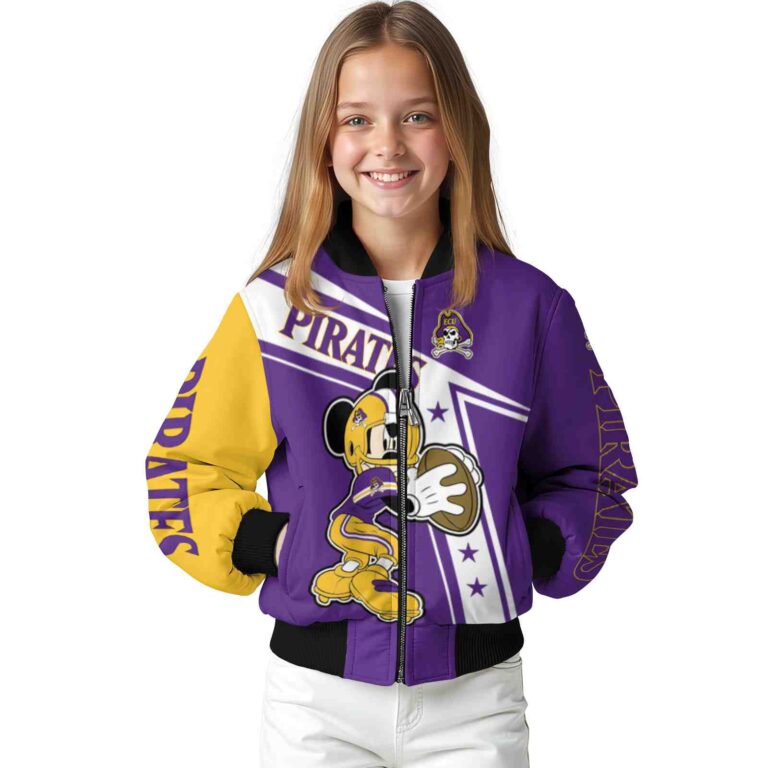 customized east carolina pirates mickey football purple white jacket top rated