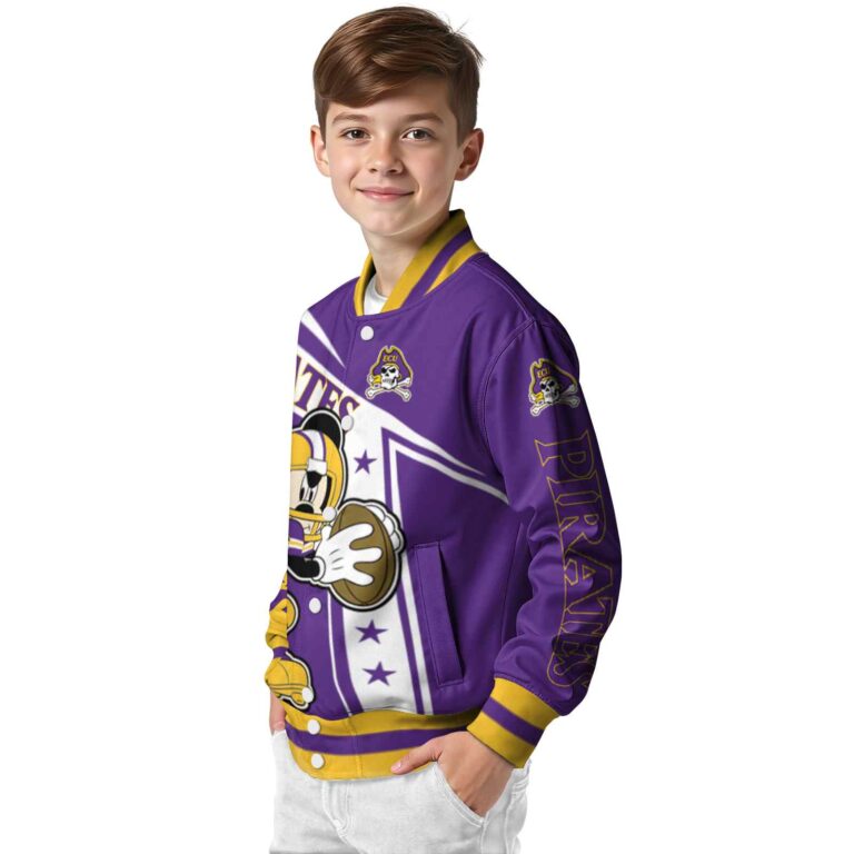 customized east carolina pirates mickey football purple white jacket trendy