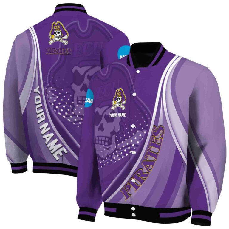 customized east carolina pirates wave patterns purple jacket fashion forward