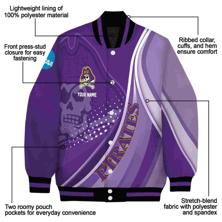 customized east carolina pirates wave patterns purple jacket new arrival