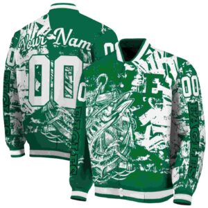 customized eastern michigan eagles fishing art green jacket fashion forward