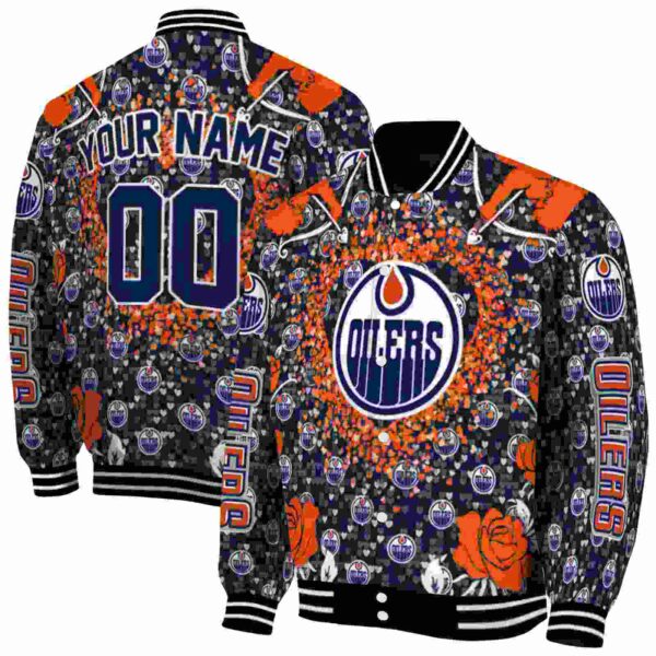 customized edmonton oilers heart explosion blue jacket fashion forward
