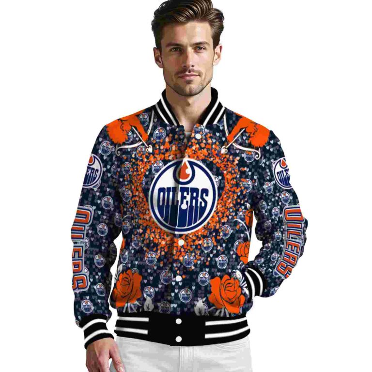 customized edmonton oilers heart explosion blue jacket high quality