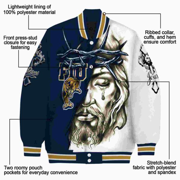 customized fiu panthers jesus tears blue white jacket new arrival
