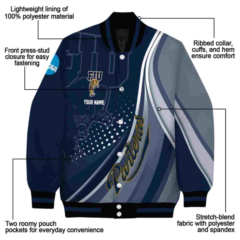 customized fiu panthers wave patterns blue jacket new arrival
