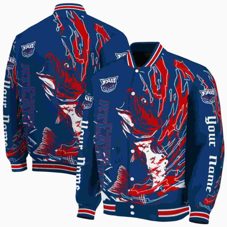 customized florida atlantic owls fishing passion blue white jacket fashion forward