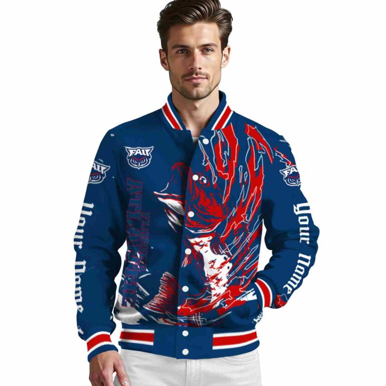 customized florida atlantic owls fishing passion blue white jacket high quality