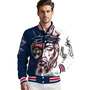 customized florida panthers jesus tears red white jacket high quality