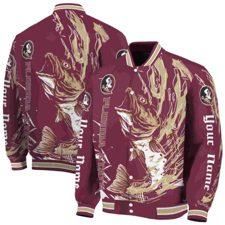 customized florida state seminoles fishing passion garnet white jacket fashion forward