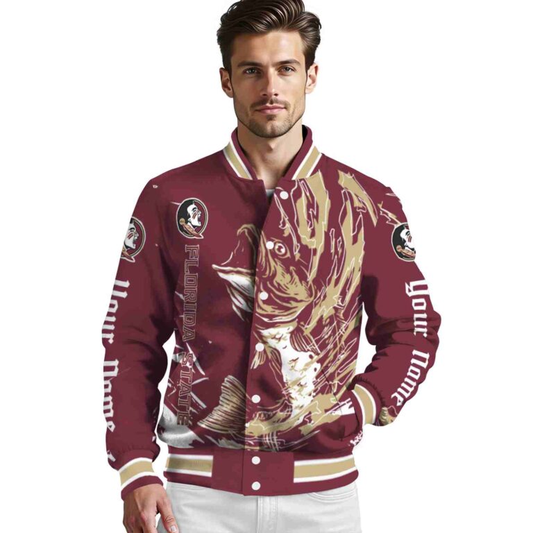 customized florida state seminoles fishing passion garnet white jacket high quality