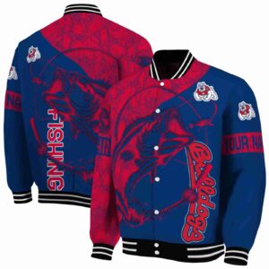 customized fresno state bulldogs fishing rod blue jacket fashion forward
