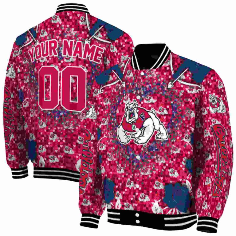 customized fresno state bulldogs heart explosion red jacket fashion forward