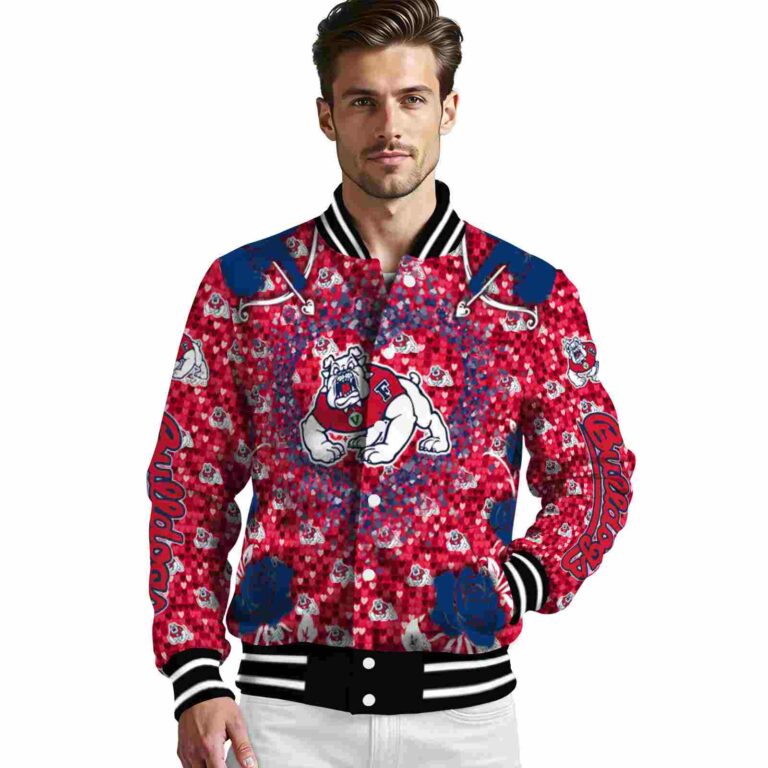 customized fresno state bulldogs heart explosion red jacket high quality